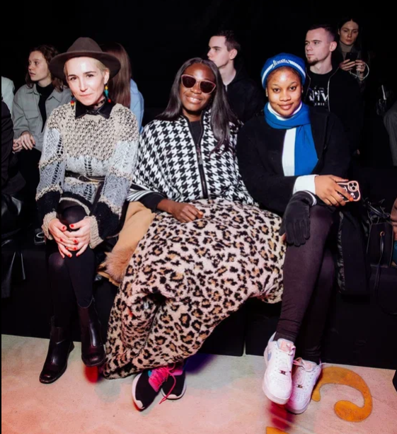 Tosin Adewale (centre) and Anna Ajay (right), both representing Nigeria at the BRICS+ Fashion event