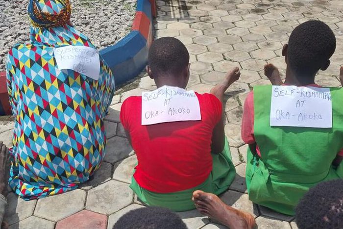 The two sisters that faked their own abduction were paraded in Akure alongside other suspects [Daily Trust]