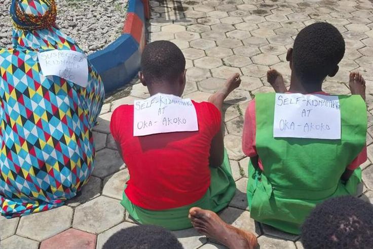 The two sisters that faked their own abduction were paraded in Akure alongside other suspects [Daily Trust]