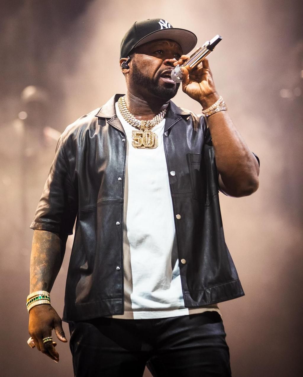 American rapper Curtis Jackson '50 Cent' performing at London's O2 Arena in November 2023