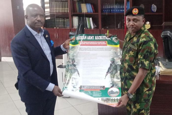 L-R: Secretary to State Government in Rivers, Tammy Danagogo and Team Leader Army 86 Intake, Brig-Gen Timi Mackintosh, during flag-off of army recruitment exercise in Rivers on Wednesday [NAN]