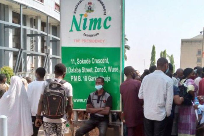 Nigerians at the NIMC office to apply for their National Identification Number. [PMNews]