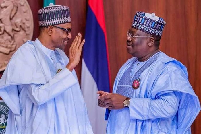 President Muhammadu Buhari and President of the Senate, Dr. Ahmad Lawan. [Twitter/@SPNigeria]
