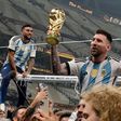 Lionel Messi celebrates after winning the World Cup.AP Photo/Frank Augstein