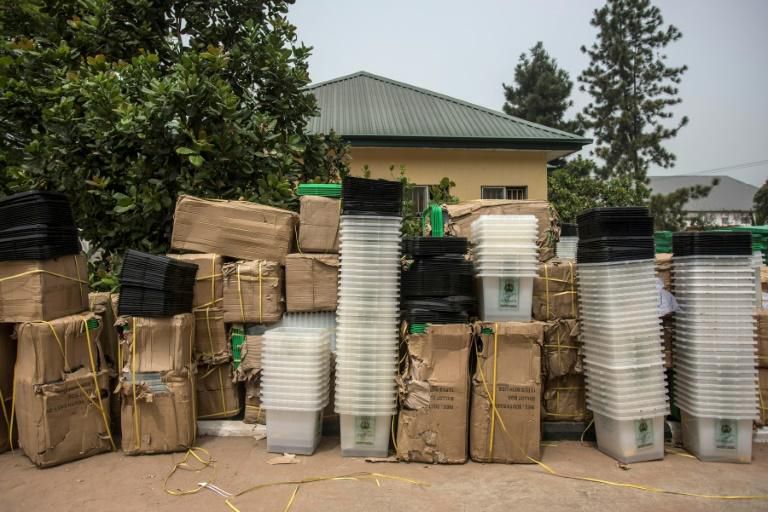 Preparing the vote: Empty ballot boxes at an Independent Nigerian Electoral Commission (INEC) office in Umuahia, a stronghold of the Biafran separatist movement in southeast Nigeria