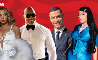 From left: Beyoncé, Dwayne Johnson, Cristiano Ronaldo and Nicki Minaj