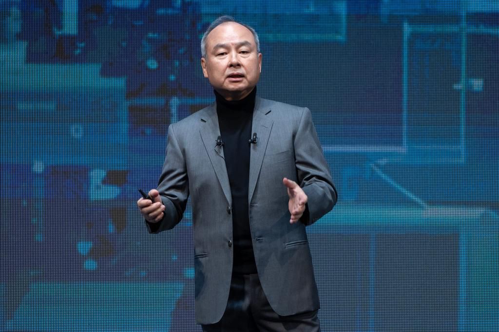 Softbank CEO Masayoshi Son speaking at Softbank's World event 2023.Tomohiro Ohsumi/Getty Images