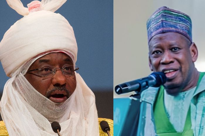 L-R: Emir of Kano, Lamido Sanusi and ex-Kano State governor, Abdullahi Ganduje. [Getty Images/Guardian]