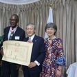 Prof. Chukwuma Ogbonna and his wife, with Japanese Ambassador Matsunaga Kazuyoshi and his wife, at the reception [NAN]