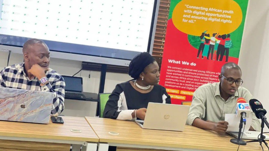 L-R: Senior Programme Manager, Paradigm Initiative, Adeboye Adegoke; Senior Programme Officer, Khadijah El-Usman and Programme Officer, Sani Suleiman. [Original/Pulse]