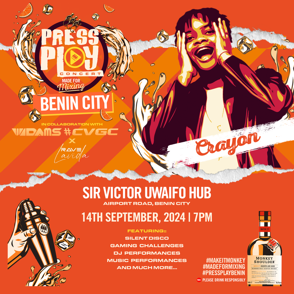 Get Ready, Benin City! Monkey Shoulder Press Play is coming your way! - Crayon