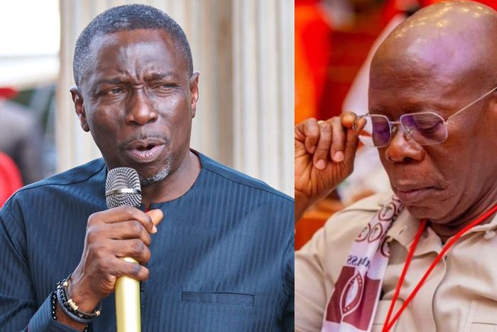 L-R: Edo State PDP governorship candidate, Asue Ighodalo and APC's Senator Adams Oshiomhole. [Facebook]