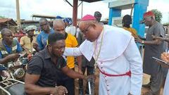 Bishop shares free fuel to okada riders in Enugu amid hardship