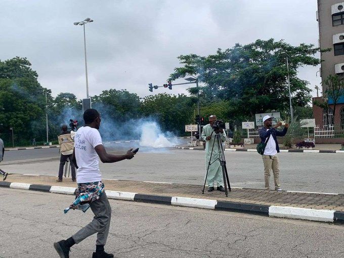 Police fire tear gas at protesters in Kano. [Sahara Reporters]