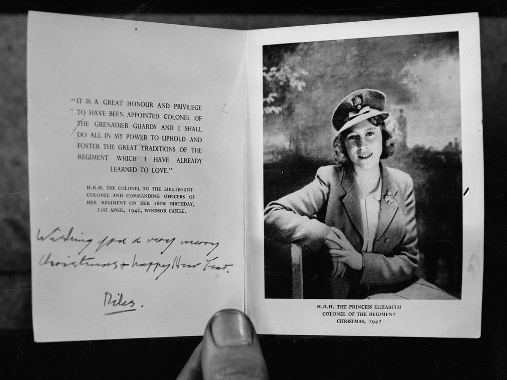 1942: A decade before she would become their queen, Princess Elizabeth sent this card to members of the British Army.