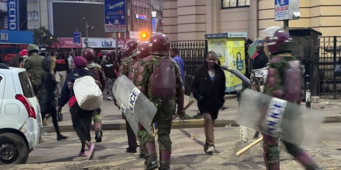 Police deployed in Nairobi on Thursday during Nane Nane protests
