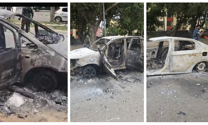 Some police vehicles were destroyed following an attack by Shiites in the Wuse area of Abuja on August 25, 2024.