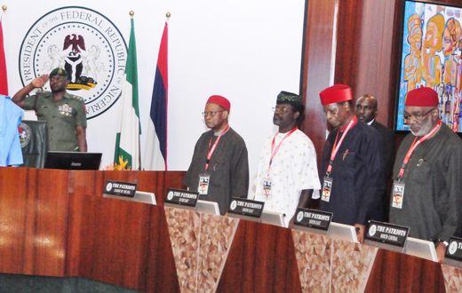President Bola Tinubu and The Patriots at a meeting at the State House on Friday [NAN]