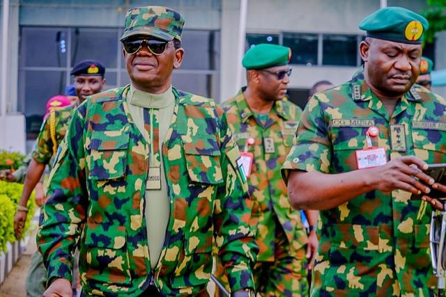 L-R: Minister of Defence, Bello Matawalle and Chief of Defence Staff (CDS) Christopher Musa. [Facebook]