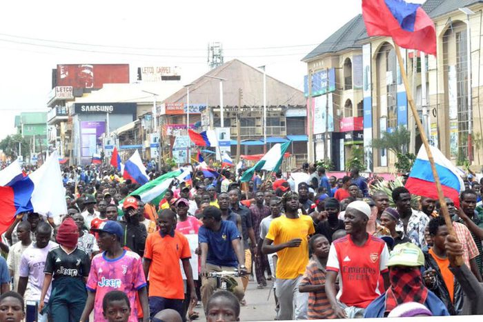 Police arrest 76 suspects with 25 Russian flags in Kano.