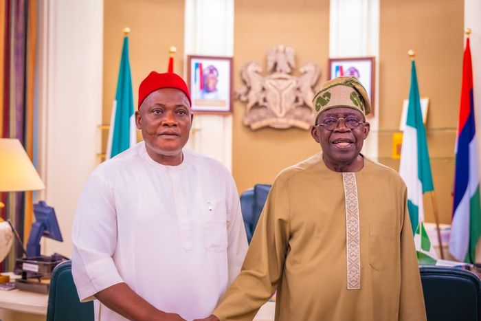 President Bola Tinubu receives the founder and Chief Executive Officer of Innoson Vehicles Manufacturing Company Ltd., Mr. Innocent Chukwuma, at Aso Rock Villa, Abuja, on Thursday.  [Presidency]