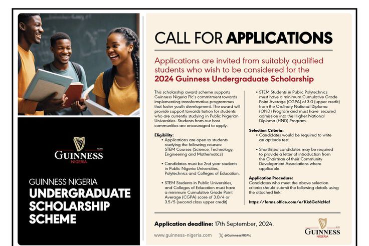 Call for Applications: Guinness Nigeria undergraduate scholarship scheme