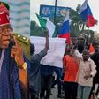 President Bola Tinubu and protesters.