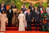 China's President Xi Jinping (c) and his wife Peng Liyuan stand with leaders from African nations pose for a group photo ahead of the dinner reception of the 2024 Summit of the Forum on China-Africa Cooperation (FOCAC) at The Great Hall of People on September 4, 2024 in Beijing, China. [Getty Images]
