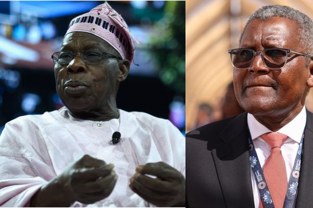 Olusegun Obasanjo and Aliko Dangote. [Getty Images]