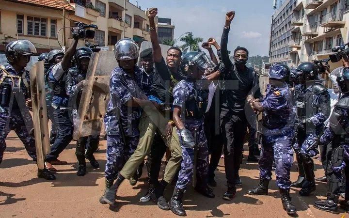 Young people arrested by police during protests in Kampala Uganda on July 23, 2024 (Source -X)