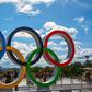 An Olympics logo mounted in Paris