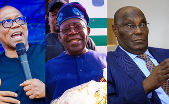 L-R: Peter Obi, Bola Tinubu and Atiku Abubakar. [Facebook/Getty Images]