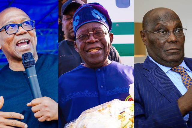 L-R: Peter Obi, Bola Tinubu and Atiku Abubakar. [Facebook/Getty Images]