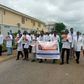 Resident Doctors in UATH during a solidarity walk in Abuja on Friday, to seek the release of their kidnapped, Ganiyat Popoola [NAN]