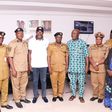 Kogi Commissioner for Education, Hon. Wemi Jones (4L); Kogi State Commander of NDLEA, Mr Umar Yahuza (5L); and other officials during the latter advocacy visit on Drug Abuse to Ministry of Education on Tuesday in Lokoja