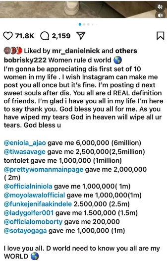Bobrisky thanks the women who sent him money while was in prison [Instagram/Bobrisky222]