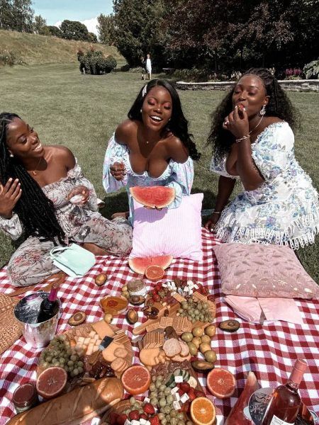 A group of ladies enjoying a picnic