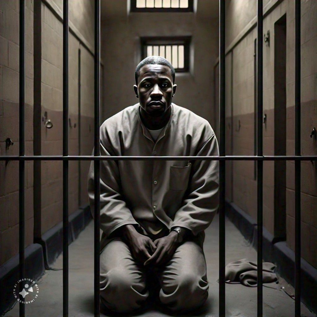 Man in prison [Image generated by Meta AI]