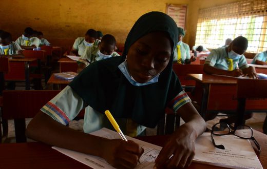 The final year students of Babs Fafunwa Millennium Senior Grammar School, Ojodu, Lagos. [Getty Images]