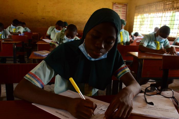 The final year students of Babs Fafunwa Millennium Senior Grammar School, Ojodu, Lagos. [Getty Images]