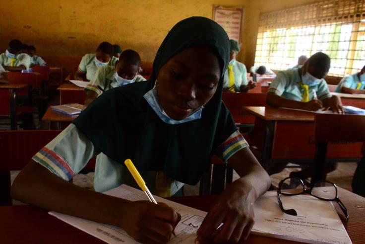 The final year students of Babs Fafunwa Millennium Senior Grammar School, Ojodu, Lagos. [Getty Images]