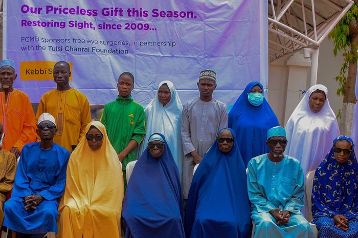 A cross-section of beneficiaries of the Priceless Gift of Sight initiative by First City Monument Bank (FCMB) in Kebbi State, during the 15th-anniversary outreach in partnership with the Tulsi Chanrai Foundation held recently in Birnin-Kebbi.