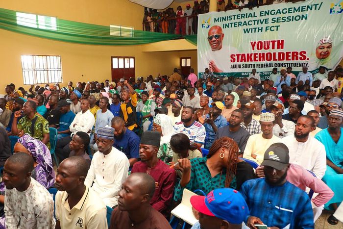 Cross section of participants during a ministerial engagement with FCT youths from Abuja South Federal Constituency, in Kwali Area Council of the FCT on Sunday.