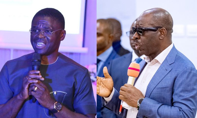 (R-L) Edo State Governor, Godwin Obaseki and his deputy, Philip Shaibu Leadership. [Facebook]
