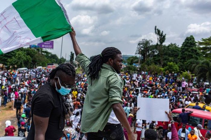 Nigerian youths during #Endsars protests. [GettyImages]