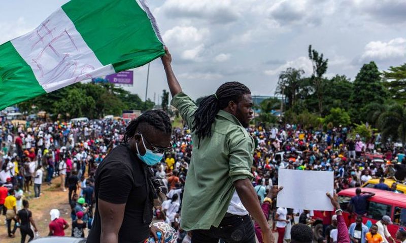 Nigerian youths during #Endsars protests. [GettyImages]