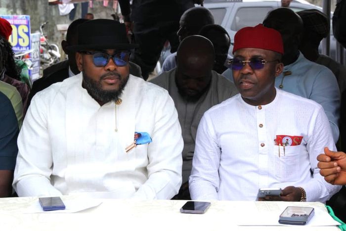 L-R: Rivers state House of Assembly Speaker, Victor Oko-Jumbo and Khana Local Government Area Caretaker Committee Chairman, Dr Malvin Yobana at the inauguration of the remodelled Bori Police Station  [NAN]