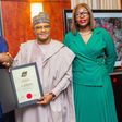 Governor Uba Sani received the prestigious 100 Most Notable Peace Icons Africa 2024 plaque and certificate. [Facebook]