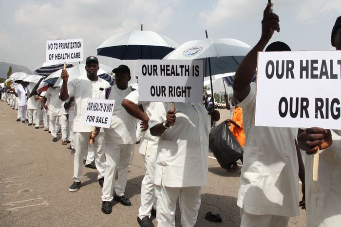 Before the declaration of the warning strike, doctors had commenced a sub-regional protest in Lagos State  and Abuja over the abduction of their colleague. [Getty Images]