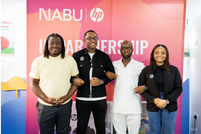 L- R: Ayodeji Cuthbert, Global Director of Operations, NABU, Emmanuel Asika, Country Head/Director, HP Nigeria, Olushola Aromokun, Country Manager, Nigeria, NABU Josephine Kolawole, Sales Support, HP Central Africa